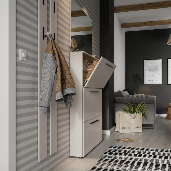 Schoenenkast Jonas 100cm Met Drie Deuren - Kasjmier Beige - Afbeelding 2