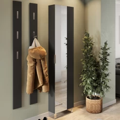 Schoenenkast Seba Met Spiegel - Antraciet