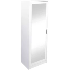 Opberg- En Schoenenkast Westphalen | 58 X 40 X 189,5 Cm | Inclusief Spiegel | Kleur: Wit
