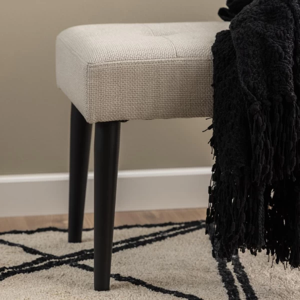 Halbankje Gloria Zwart Stalen Onderstel, Getuft 95x38x45 Cm - Beige - Afbeelding 4