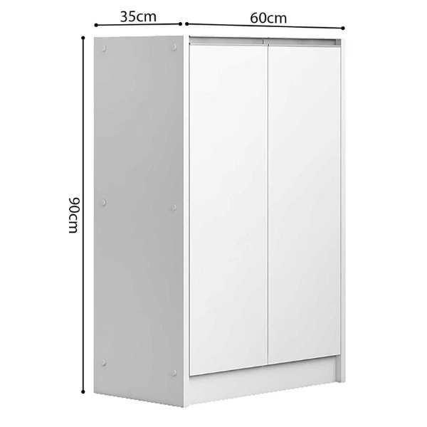 Lilly Schoenenkast: Wit 2-deurs H-H 90xB-L 60xD-P 35cm". - Afbeelding 2