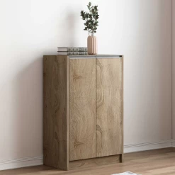 Lilly' Sonoma Schoenenkast | 2 Deurs Spaanplaat | H90 X B60 X D35 Cm