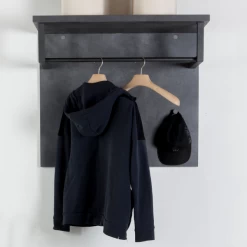 Wandkapstok Sento Met Roede En Hoedenplank - Antraciet