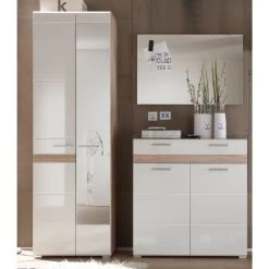 Garderobeset Set-One | Opbergkast, Spiegel, Kledingkast | Licht-eiken Kleur