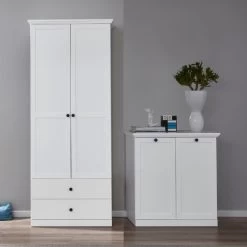 Garderobeset Brandson Baxter | Kleding- En Bijzetkast | Wit