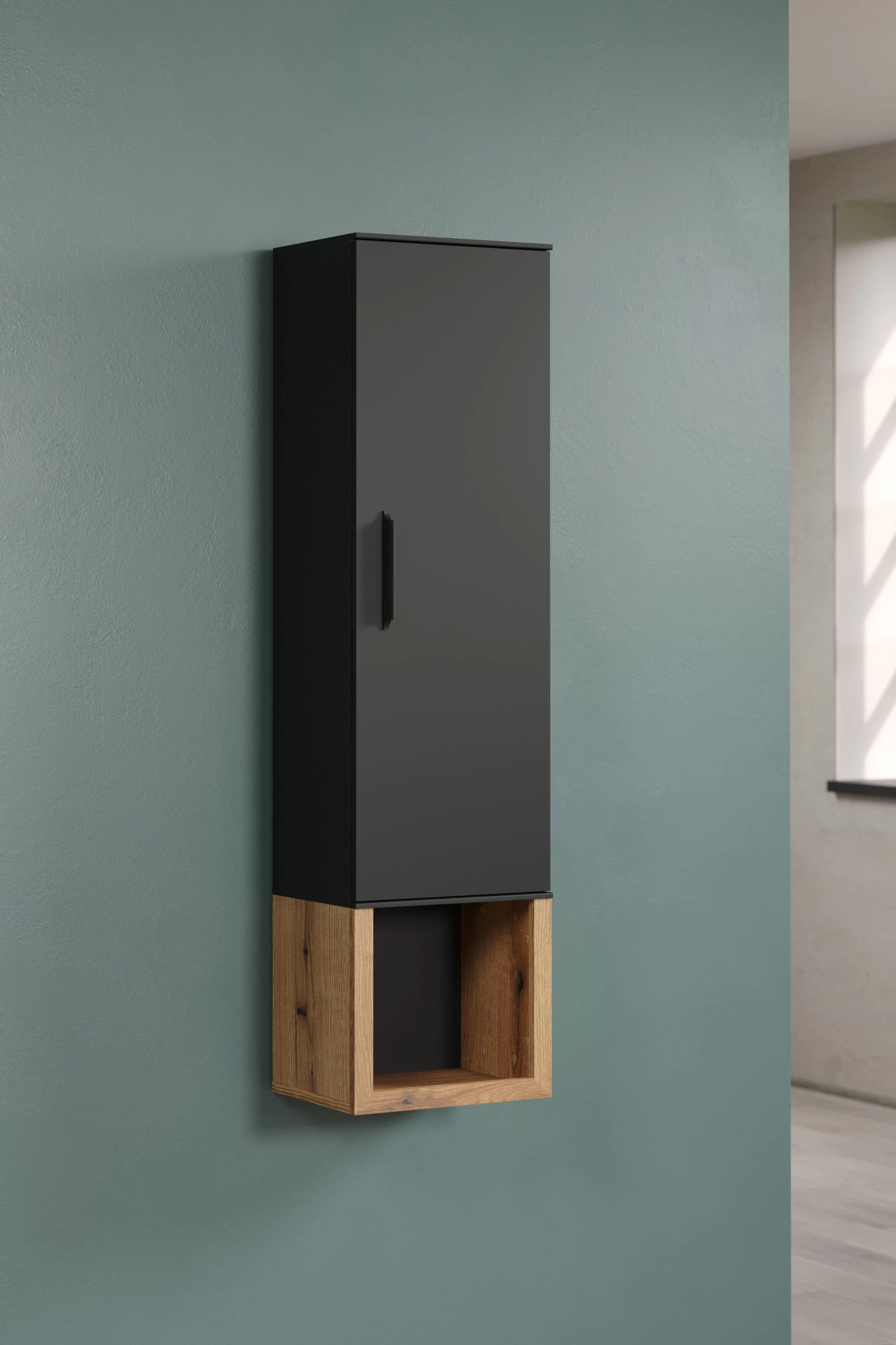 Wandkast Synnax | 35 X 28 X 133 Cm | Anthracite Oak - Afbeelding 12