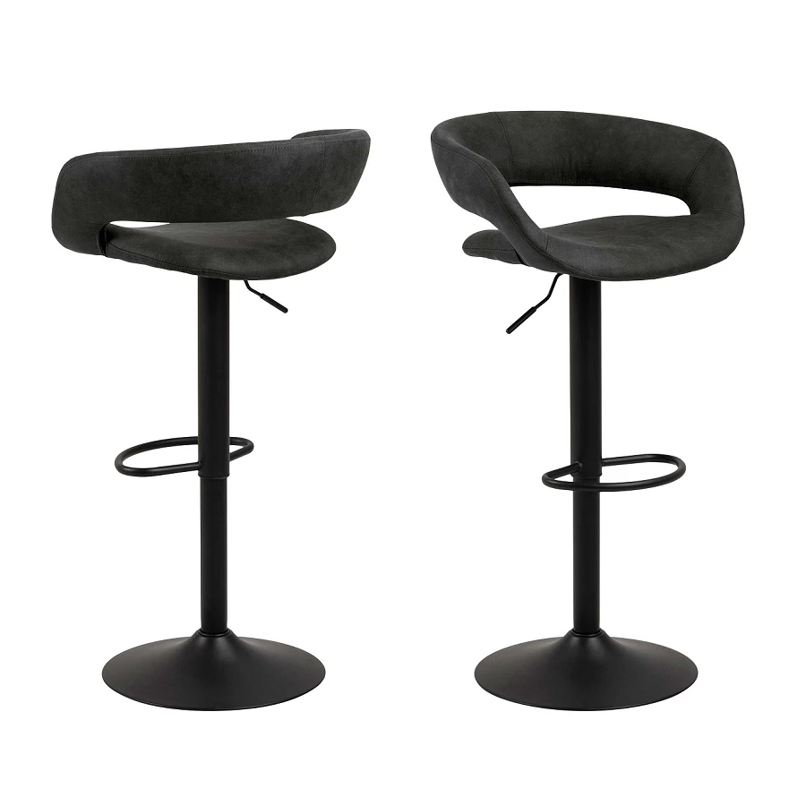 Barstoel Dusty - Antraciet/zwart