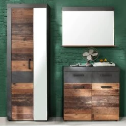 Garderobecombinatie Indy | Spiegel, Kleding- En Opbergkast | Old Wood-decor