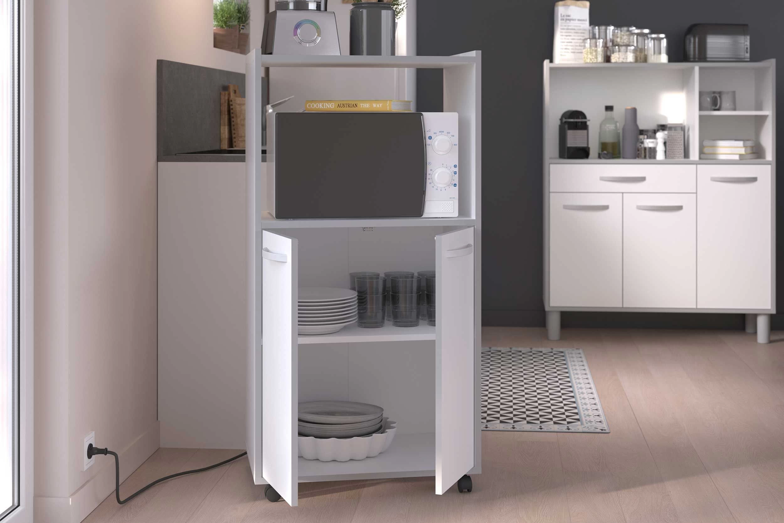 Microgolfkast Easy 60cm, 2 Deuren - Wit/grijs - Afbeelding 2