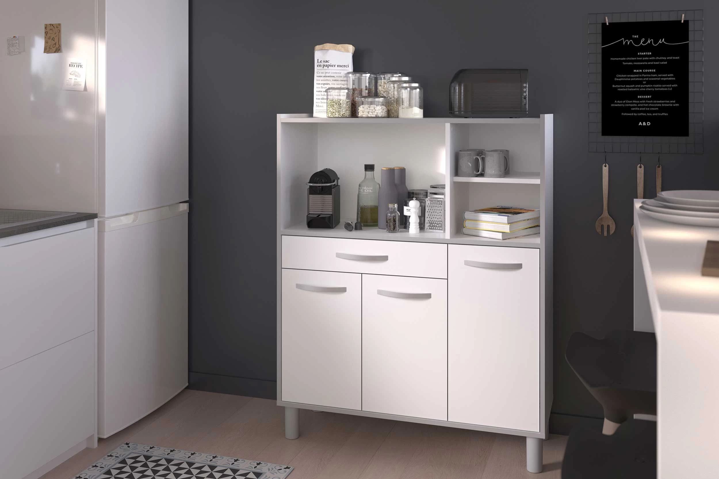 Keukenkast Easy 101cm, 3 Deuren & 1 Lade - Wit - Afbeelding 4